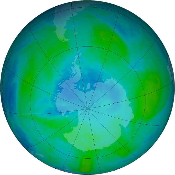 Antarctic ozone map for 01 February 1986